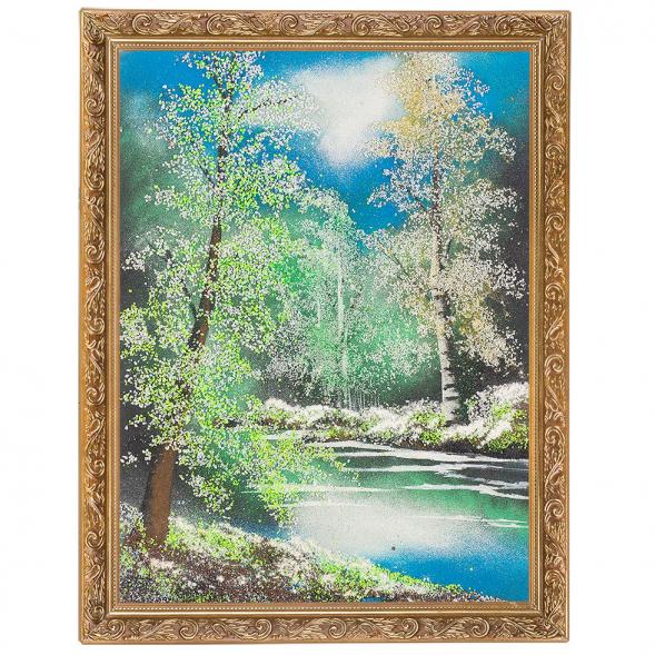 Картина &amp;quot;Весенний пейзаж&amp;quot; багет 36х46 см, каменная крошка 111283