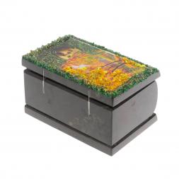 Шкатулка &amp;quot;Хозяйка медной горы. Осень&amp;quot; змеевик 10х6,5х6 см