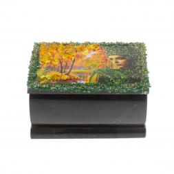 Шкатулка &amp;quot;Хозяйка медной горы. Осень&amp;quot; змеевик 10х6,5х6 см