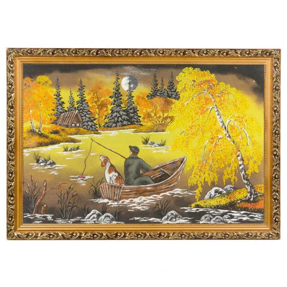 Картина &amp;quot;Ночная рыбалка&amp;quot; багет 46х66 см, каменная крошка 119320