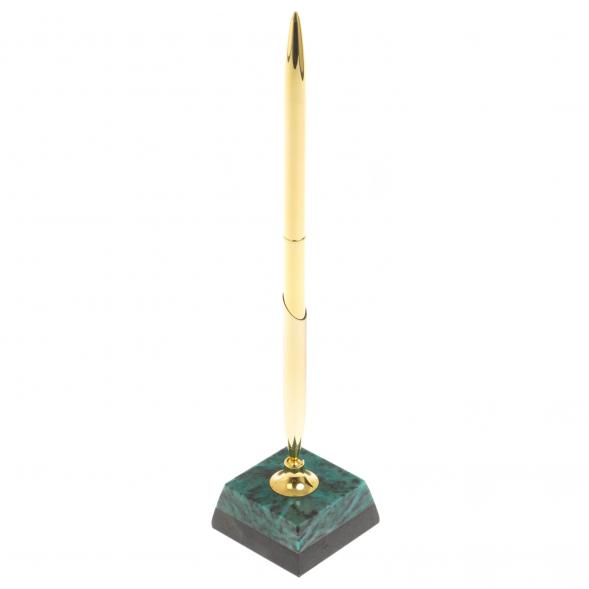 Подставка под ручку из темно-зеленого змеевика 5х5х22 см 129992